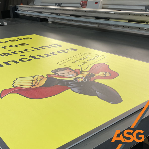 Superhero poster printed by Acres Signs and Graphics
